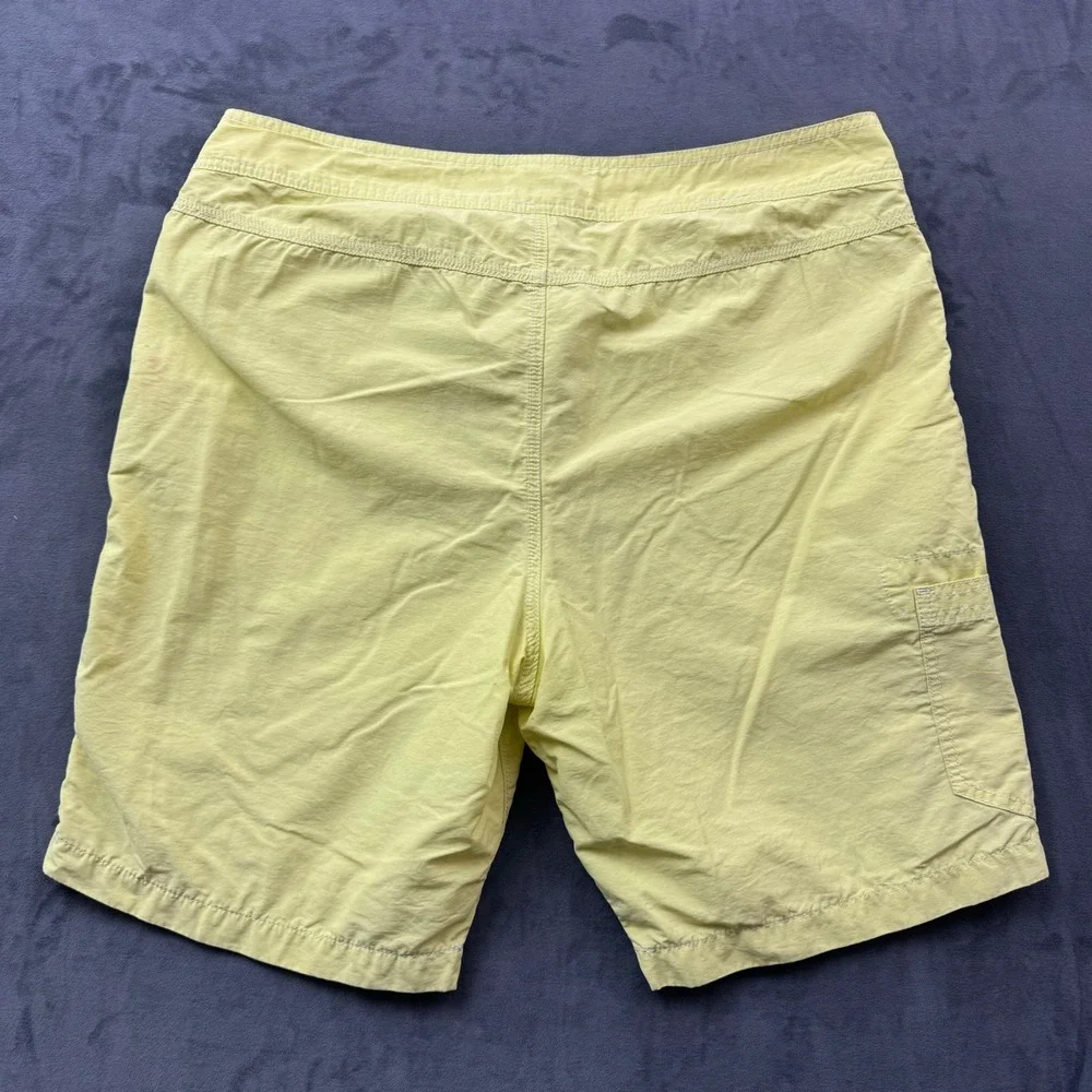 Express Mens Board Shorts Yellow Lion Logo Cargo Pocket Swim Trunks Size 38